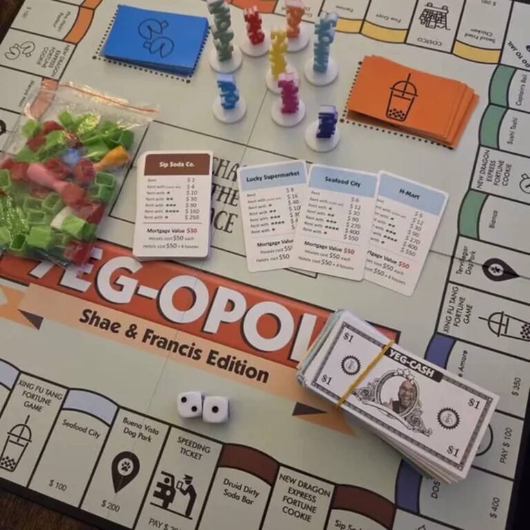 Yeg-opoly Shae & Francis Edition property cards for Sip Soda Co., Seafood City, and H-Mart