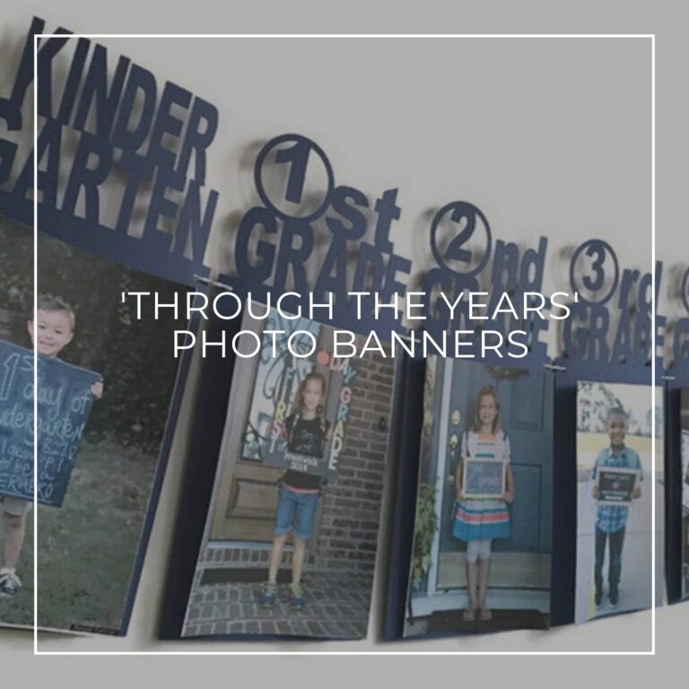 retirement party photo garland banners showing the retiree 'through the years'
