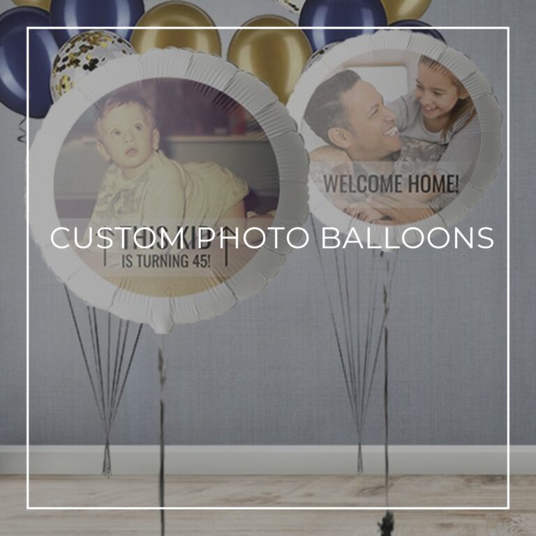 This Kid is Turning 45 and Welcome Home custom photo balloons
