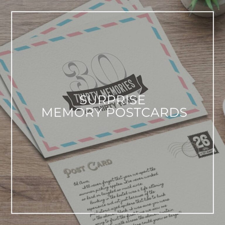 30th birthday memory postcards for a surprise birthday party
