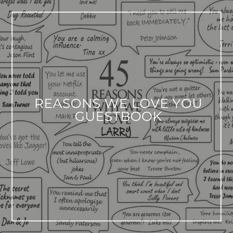 handwritten 45 reasons we love you signing poster surprise party guestbook alternative