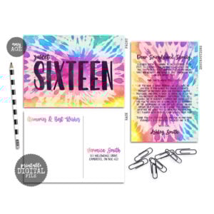 Sweet 16 16th birthday share a memory memory postcards with instructions card