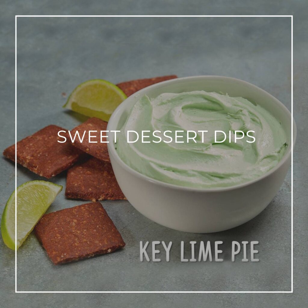 Key lime pie flavored dip in a bowl with crackers