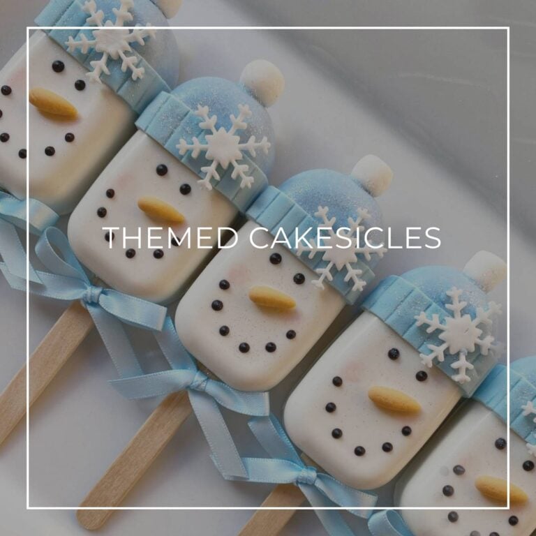 snowman themed cakesicles
