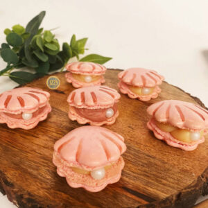 oyster and pearl themed macarons