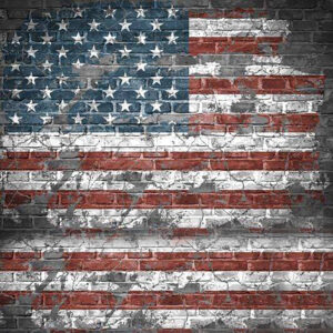american flag brick wall themed party backdrop